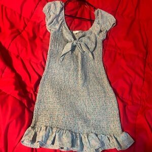 Blue tied top dress with Ruffle Trim